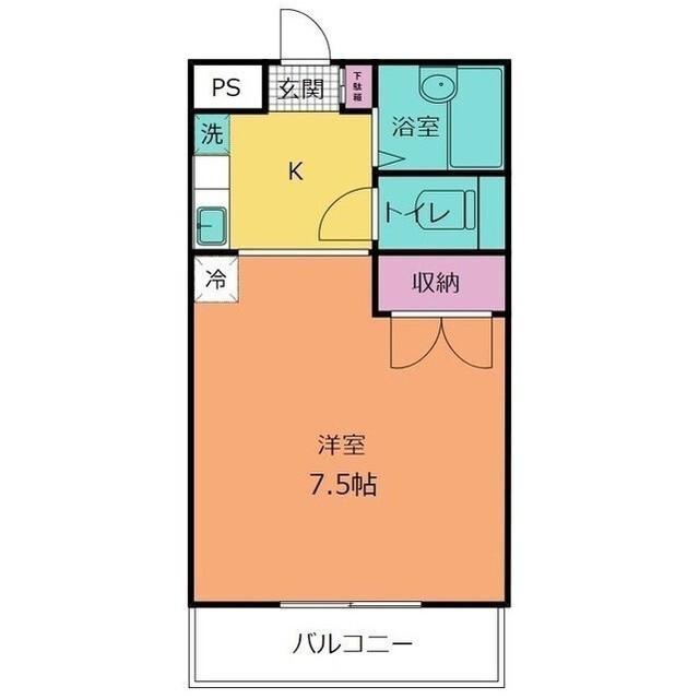 コートニー井原(1K/1階)の間取り写真