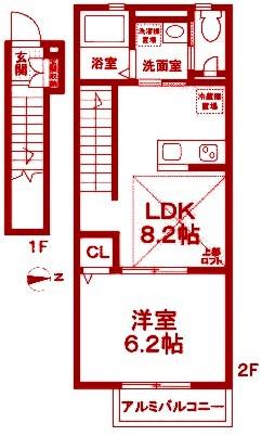 デューパルテ(1LDK/2階)の間取り写真