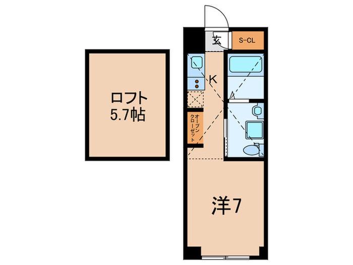 ノヴァーレ祐天寺(1K/3階)の間取り写真