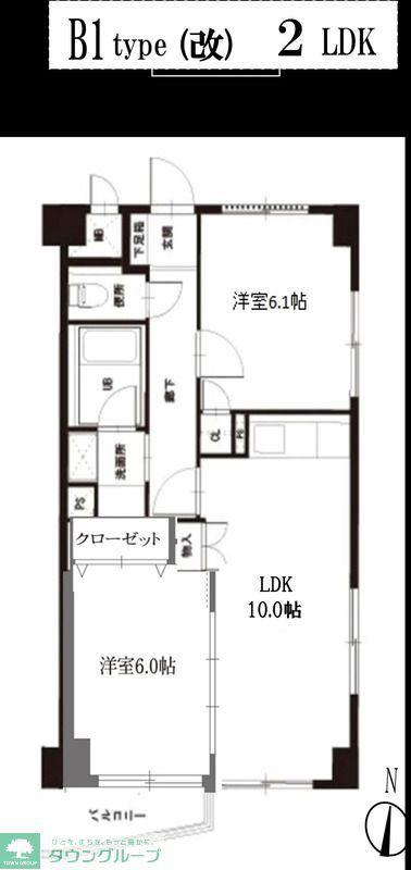 KDXレジデンス鶴見(2LDK/7階)の間取り写真