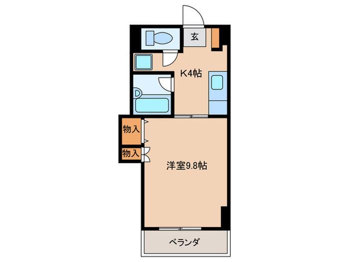 シャイニングハイツ唐湊(1K/3階)の間取り写真