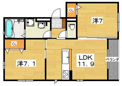 LICHT(2LDK/2階)の間取り写真