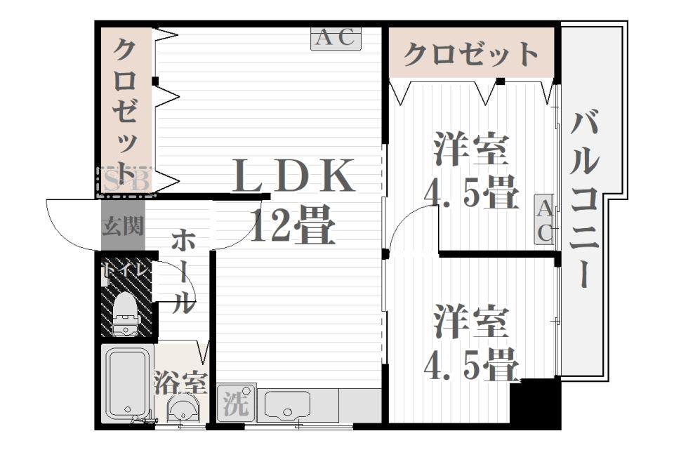立石ビル(2LDK/3階)の間取り写真