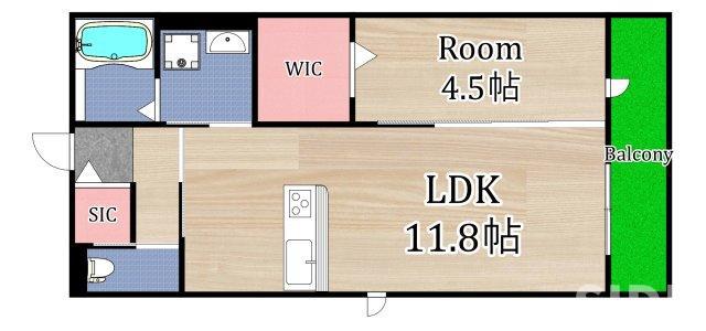 クレールメゾン城東(1LDK/1階)の間取り写真