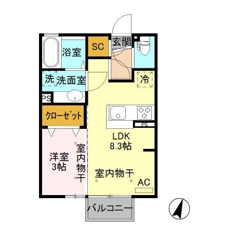 ヌーヴォデパール(1LDK/2階)の間取り写真