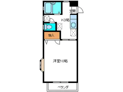 ヤマキハイツIIA(1K/1階)の間取り写真