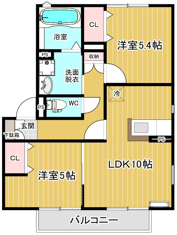 リジュールSAKURA C棟(2LDK/1階)の間取り写真