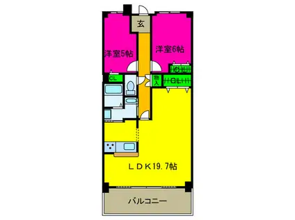 サンシティ羽倉崎(2LDK/7階)の間取り写真
