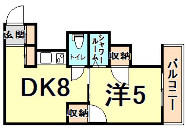 堅田マンション(1DK/2階)の間取り写真