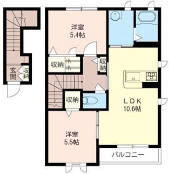シャーメゾン南成瀬(2LDK/2階)の間取り写真