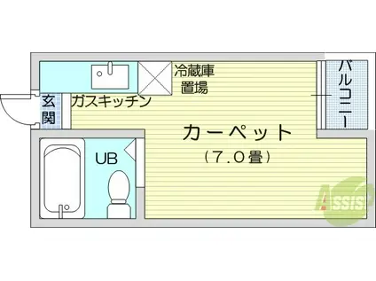 遠藤コーポ(ワンルーム/3階)の間取り写真