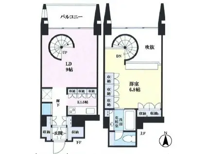 N3ユニテ(1LDK/7階)の間取り写真