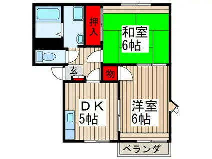 シーズ桜A(2DK/2階)の間取り写真