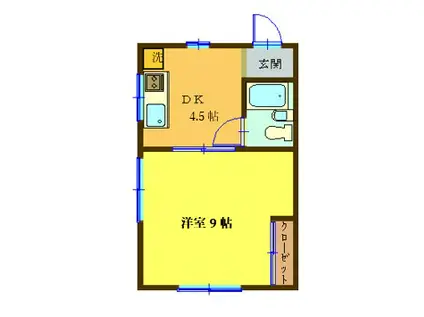 ローズコート(1DK/1階)の間取り写真