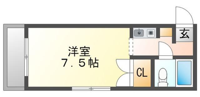 パルコ壱番館(1K/2階)の間取り写真