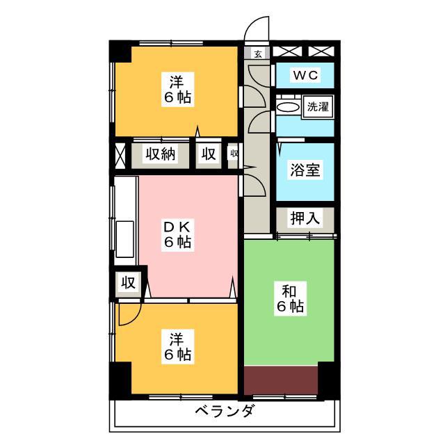 カインドコート(3DK/1階)の間取り写真