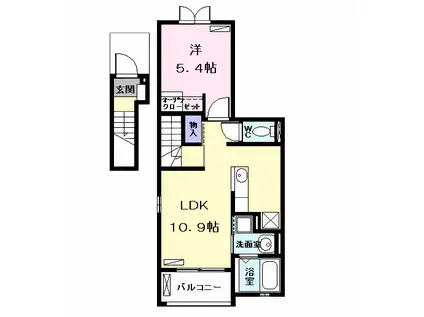 カルムユイット(1LDK/2階)の間取り写真