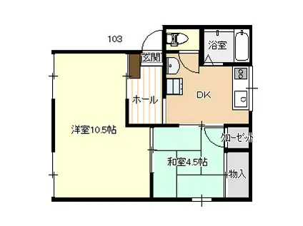 ウエストヒルズ新山口(2DK/1階)の間取り写真
