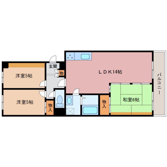 ノーメル香南(3LDK/4階)の間取り写真
