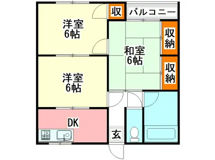 ディアドリームII(3DK/1階)の間取り写真