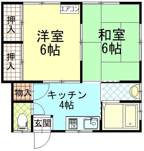 コーポ多田(2K/2階)の間取り写真