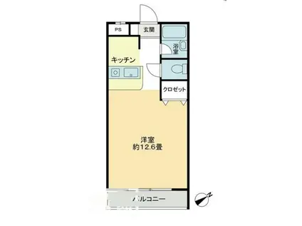 ビブラン宇多津(ワンルーム/3階)の間取り写真