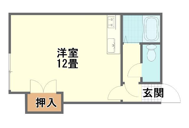 アシアスII(ワンルーム/1階)の間取り写真