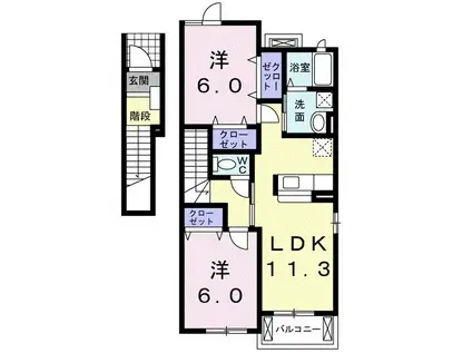 グランプラスA(2LDK/2階)の間取り写真
