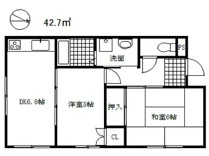 ベルンハイム(2DK/2階)の間取り写真