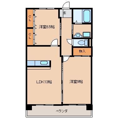 メゾン・アンティム(2LDK/2階)の間取り写真