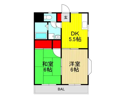メゾンヒマワリ(2DK/1階)の間取り写真