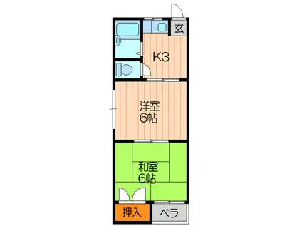 秀和第1ハイツ(2DK/1階)の間取り写真