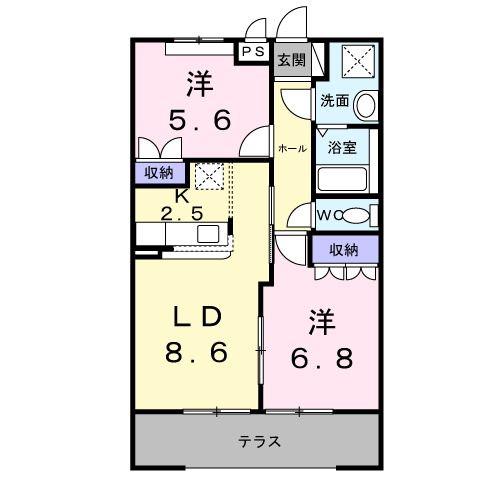 レジデンスディスコ(2LDK/1階)の間取り写真