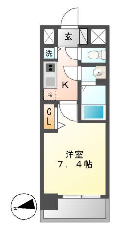 プレサンス久屋大通公園エアリー(1K/2階)の間取り写真