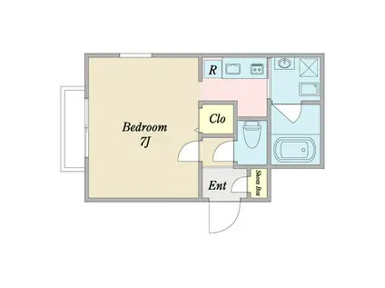 高瀬川ストゥーディオ(1K/2階)の間取り写真