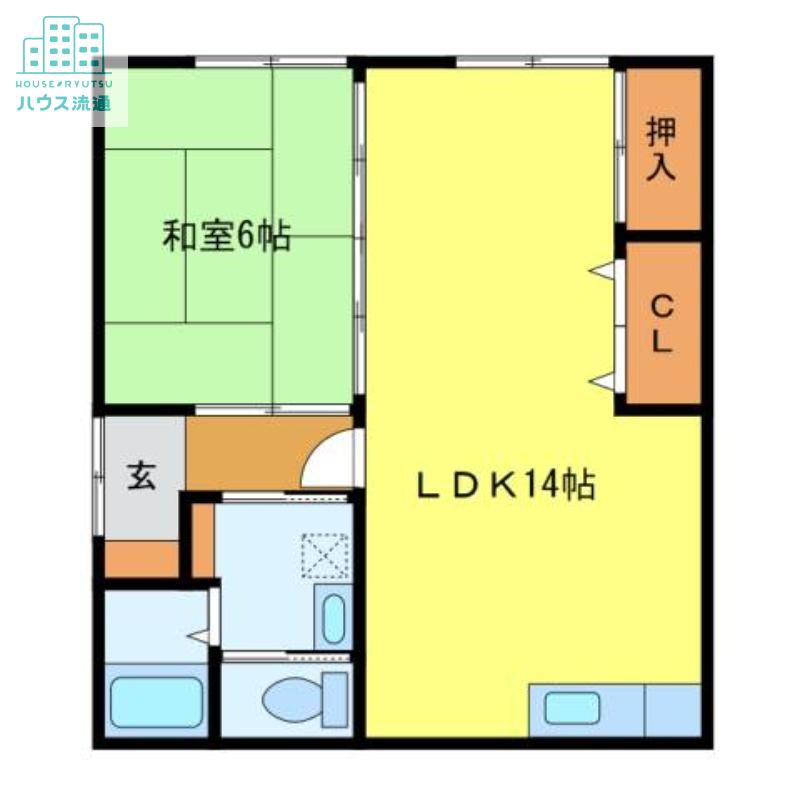 濱田アパートC棟(1LDK/2階)の間取り写真