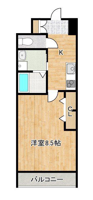 K-クレスト西新町(1K/8階)の間取り写真