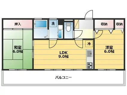 山崎第6ビル(2LDK/4階)の間取り写真