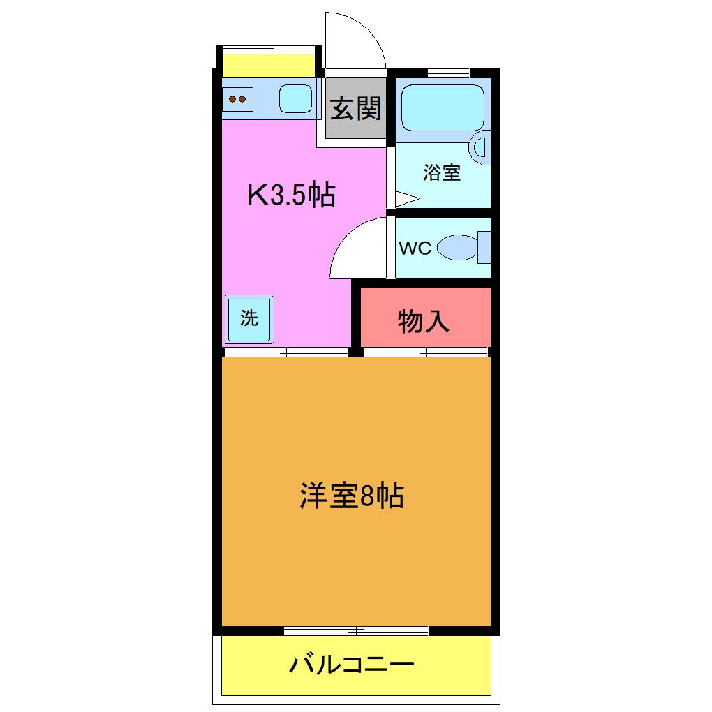 ベルハイム(1K/1階)の間取り写真