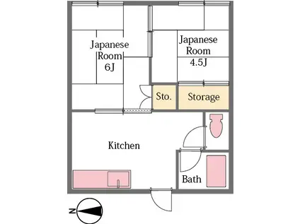 セキスイハイツ(1LDK/2階)の間取り写真
