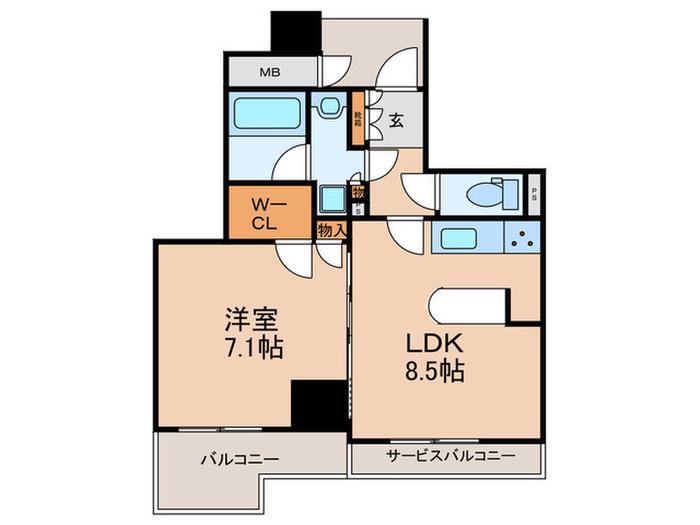 ファインフラッツ日本橋(1LDK/4階)の間取り写真