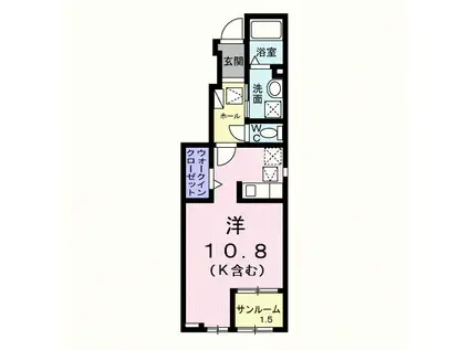 桜庵 A(ワンルーム/1階)の間取り写真