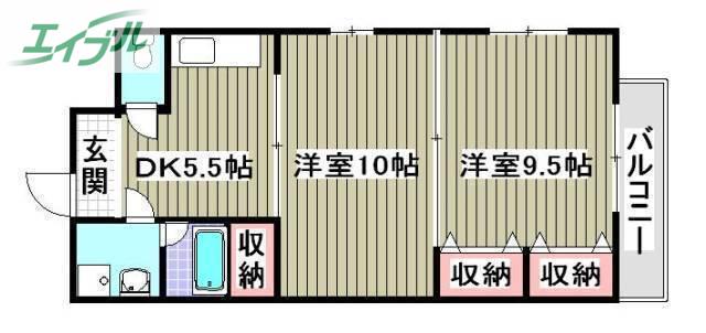 コニファープラザ新福(2K/3階)の間取り写真