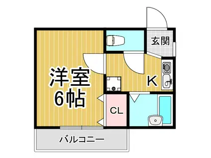 オークル甲東園(1K/3階)の間取り写真