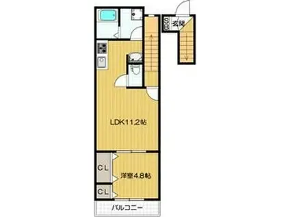 エルアンバル(1LDK/2階)の間取り写真