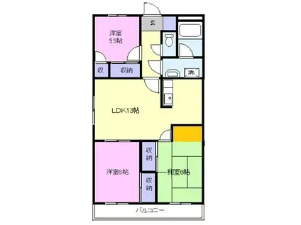 ヴェルデ(3LDK/5階)の間取り写真