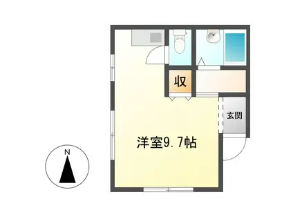 ピアレークサイドII(ワンルーム/2階)の間取り写真