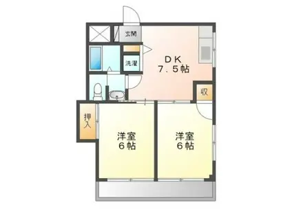 ヴィアーレヤマザキA(2DK/1階)の間取り写真