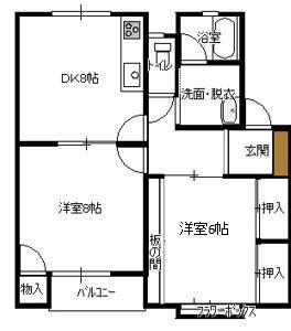 アーバンハイツM1号館(2DK/1階)の間取り写真