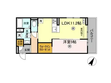 PREMILIFE下郡東(1LDK/2階)の間取り写真